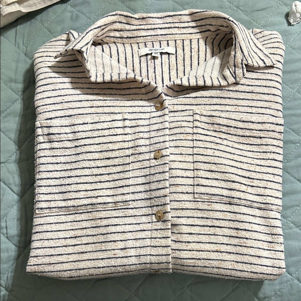 Madewell Navy and Cream Striped Shirt